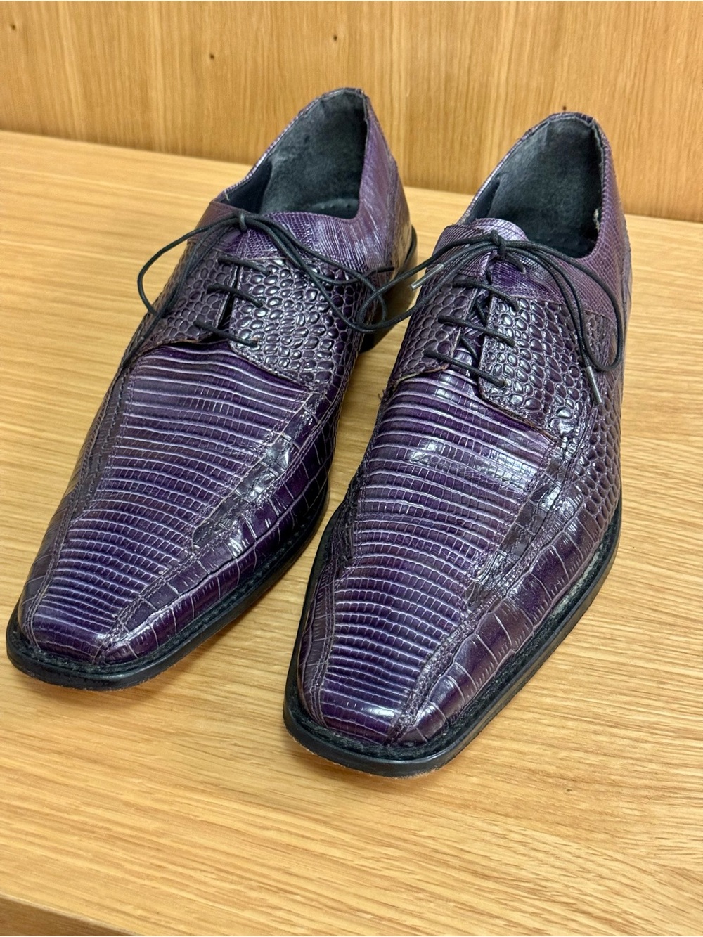 Stacy Adams Purple Croc & Lizard Textured Lace-Up Oxfords, Mens 11.5